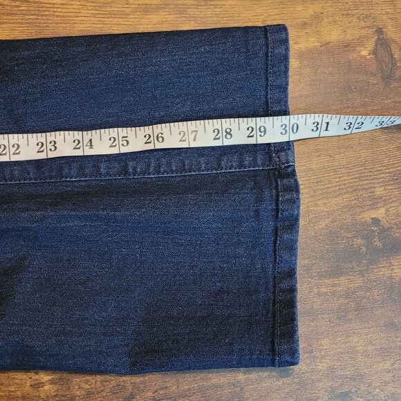 Dear John Jeans 29 P Trouser Flare Mid Rise Blizzard Dark Wash Stretch Denim - Picture 10 of 12